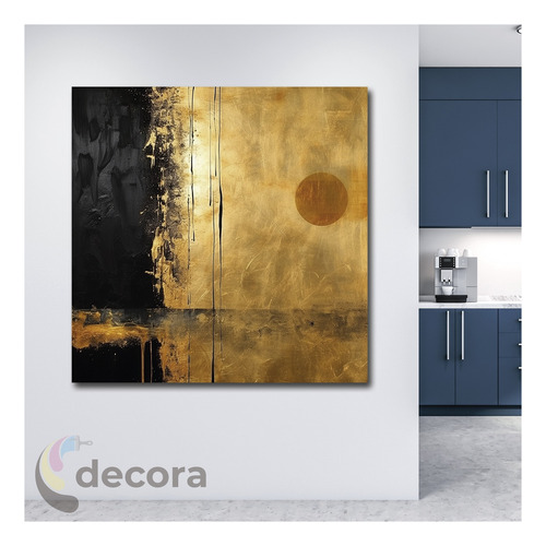 Cuadro Abstracto Dorado Negro Elegante Sala Canvas  90x90