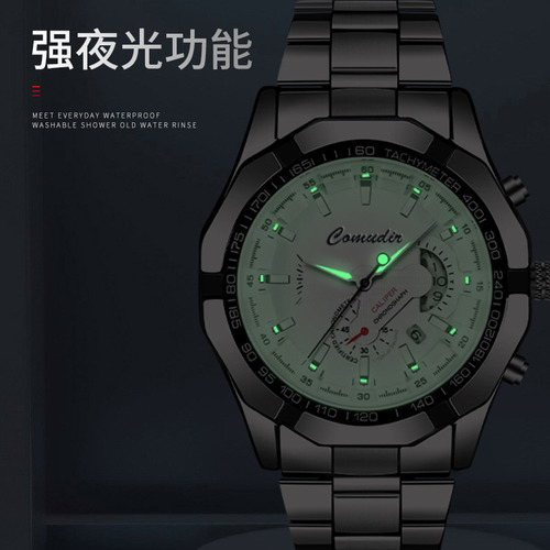 Reloj Para Hombre Con Correa De Acero Luminoso Impermeable