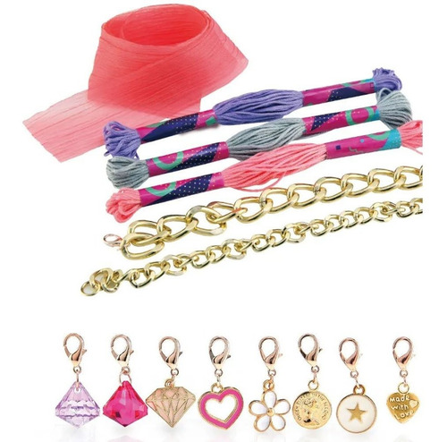 Pulseiras My Style De Seda Com Acessórios Multikids - Br099
