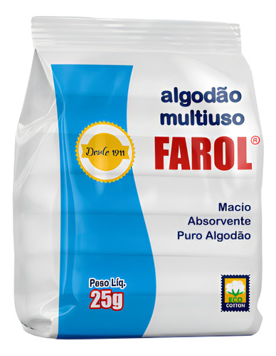 Algodão Hidrófilo Manicure Maquiagem Multiuso 25g - Farol