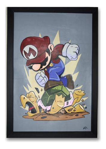 Set De 2 Cuadros Pintados A Mano Mario - Luigi Medidas 20x30