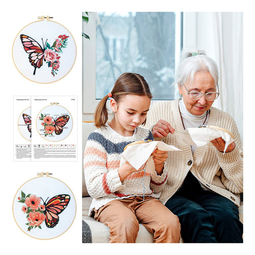 Kit De Bordado Para Principiantes Yinder Butterfly Flower, 5