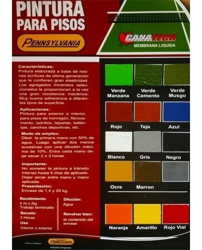 Pintura De Piso Y Fachadas Pennsylvania 4 Kg / 10 Colores