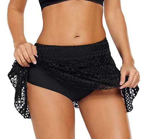 Traje De Baño De Encaje Con Falda De Ganchillo Para Mujer, P
