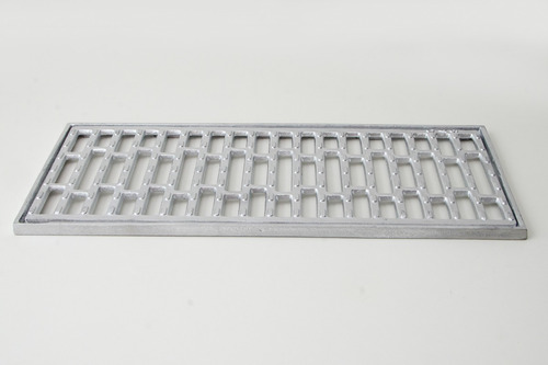 Ralo Linear 20x100cm Em Aluminio Fundido, Grelha Com Suporte