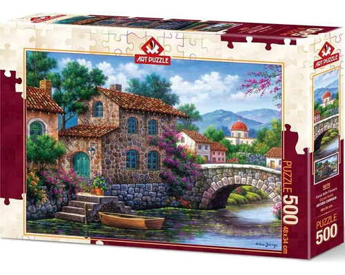 Rompecabezas Art Puzzle 500 Piezas Canal Con Flores