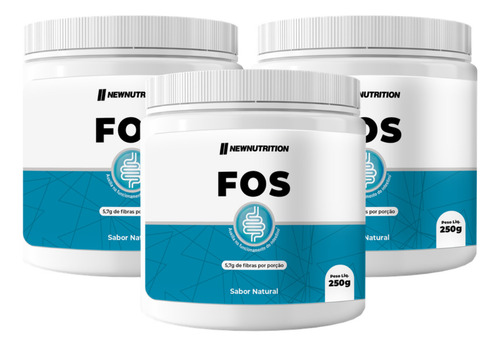 Suplemento Newnutrition 3x Fos Frutooligossacarídeos Fonte De Fibra New Nutrition 250g Sabor Sem Sabor De 250g 3 Kits