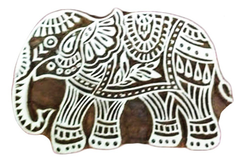 Sello Decorativo Madera Elefante Indio Estampado Tallado