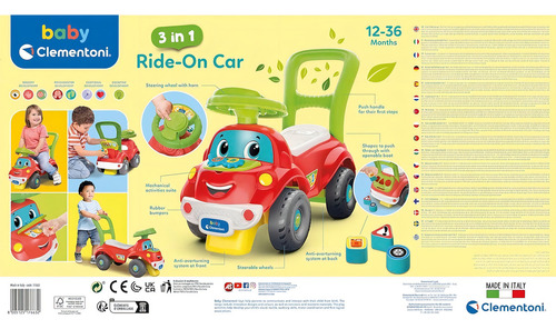 Coche Correpasillos Clementoni 3 En 1 Color Rojo