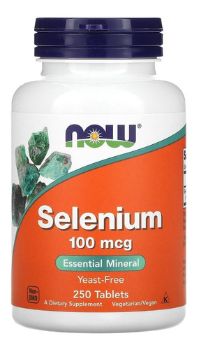 Now Foods Selenio 100mcg 250 Tabs Sfn Sabor Sin sabor