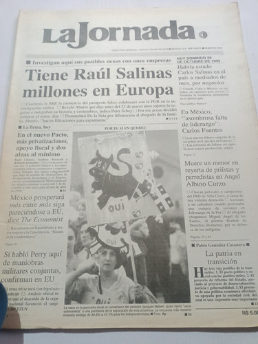 Periódico La Jornada Antiguo 1995 Raúl Salinas Corrupción 