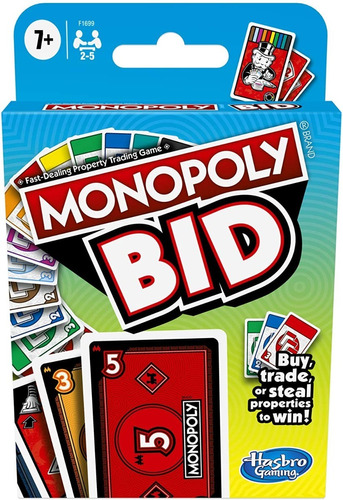 Juego De Cartas Monopoly Bid Game Para 4 Jugadores - 7 Años+