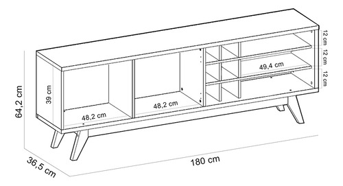 Rack Para Sala Estar Tv 180cm Makai C04 Freijó