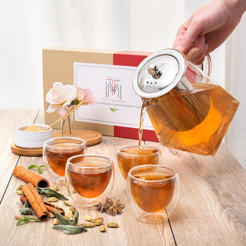 Juego De Tetera De Vidrio De 5 Piezas, Hervidor Con Infusor