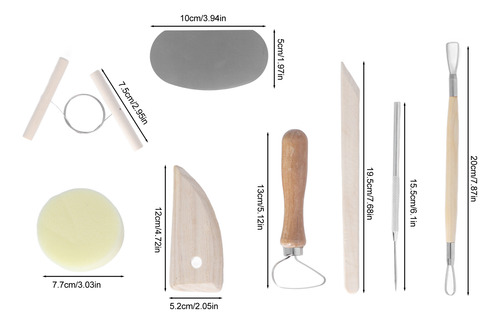 Kit De Herramientas De Cerámica De Madera De Doble Cara, 8 P