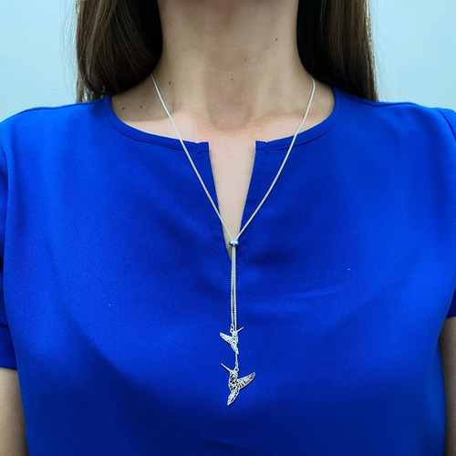 Imagen 7 de 10 de Collar Corbatero Colibrí Plata 925 Mujer Agálea Joyería