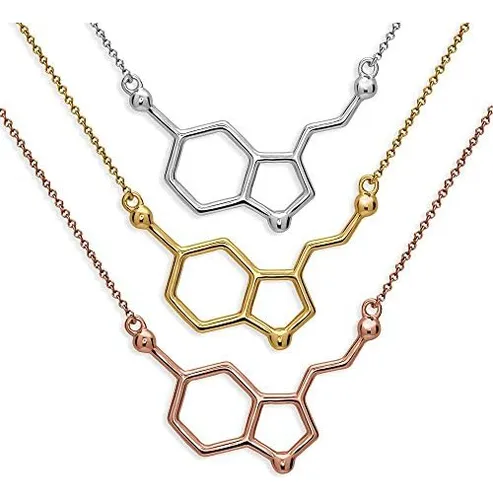 Collar De Molécula De Serotonina En Plata De Ley 925
