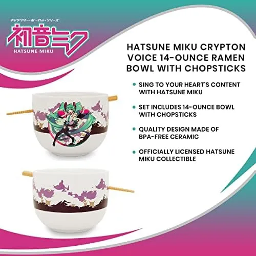 Hatsune Miku Crypton Voice Tazón De Ramen De 14 Onzas Con Pa