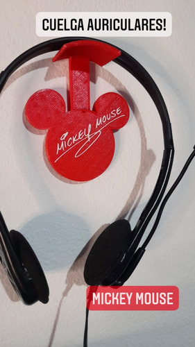 Soporte Para Auriculares Pared Mickey Varios Colores