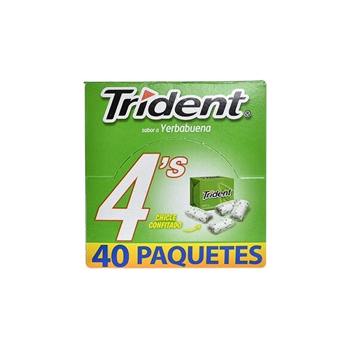 Goma De Mascar Chicle Trident White Yerbabuena 4's 40 Piezas