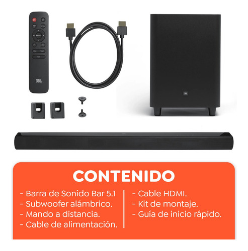 Barra De Sonido Jbl Bar 5.1 Canales Surround Con Subwoofer