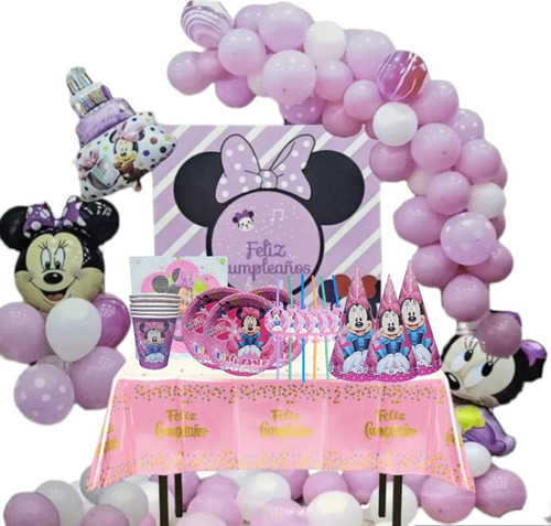 Decoracion Y Cotillon De Minnie Mouse Rosa Para Cumpleaños