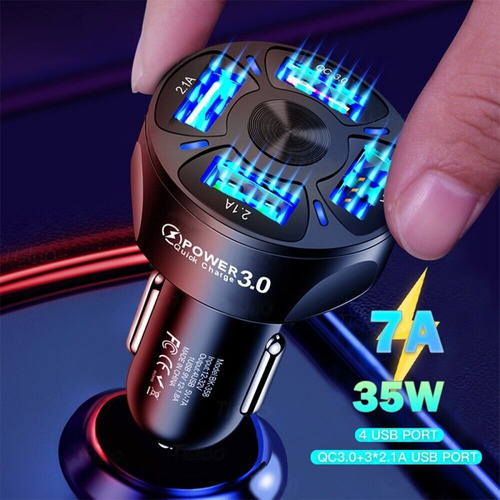 4 Port Usb Phone Car Charger Fast Adapter Led Display Qc Aad