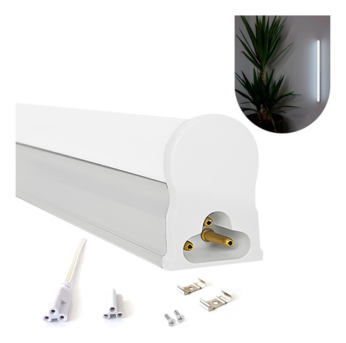 Led Tubular T5 60cm 10w C/ Calha Acoplada Completa Luz Frio