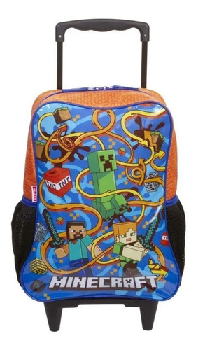 Mochila Escolar Minecraft Game Jogo Tam G Infantil Rodinha