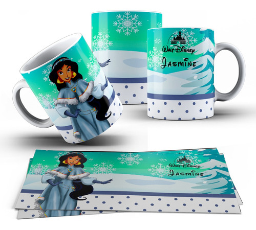 Caneca Personalizada Princesas Disney Inverno Branco Modelo 06 Jasmine