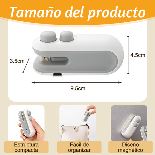 Maquina Para Sellar Sellador De Bolsas Para Snacks/alimentos Recargable Bolsa de Almacenamiento Color Blanco
