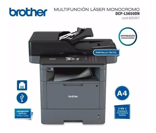 Impresora multifunción Brother Business DCP-L5650DN gris y negra 220V - 240V