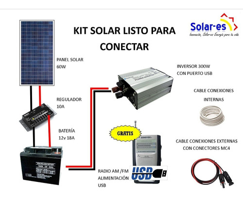 Kit Planta Solar 60w Energía Gratis Todo Incluido
