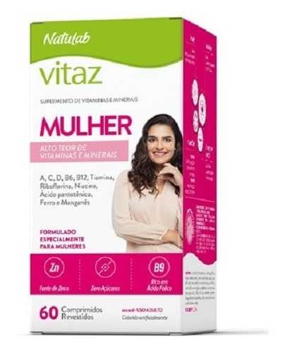 Vitaz Mulher C/60 Comprimidos Natulab Vitaminas Minerais