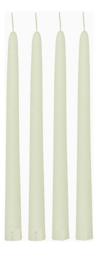 Set 4 Velas Largas Cónicas De Candil Cenas Bodas Deco 25cm Blanco Cónica Bl1 Sin Aroma
