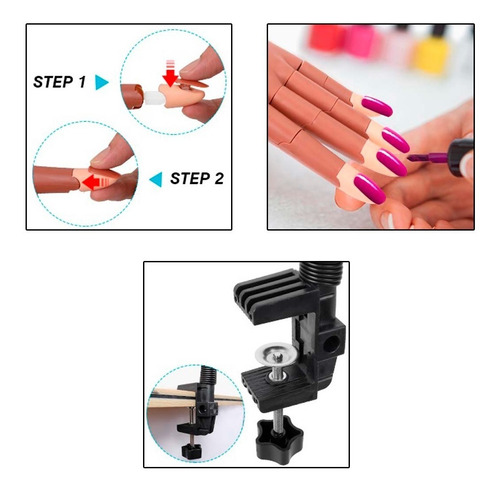 Mano Articulada Para Práctica De Uñas Flexible Con 100 Tips
