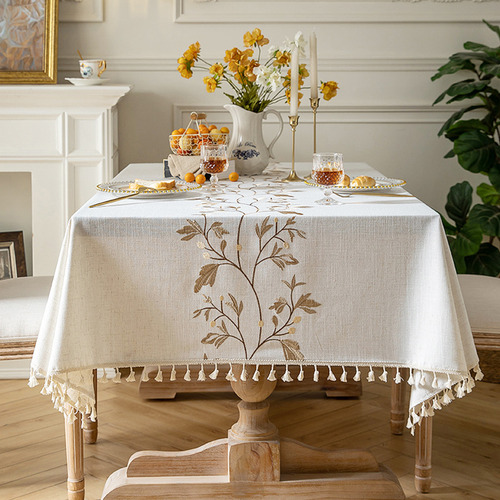 Mantel De Lino Y Algodón, Mantel Rectangular Redondo