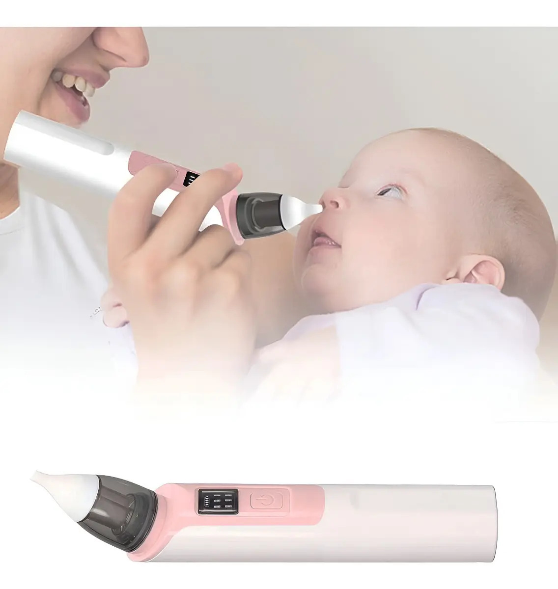 Sugador Aspirador Nasal Elétrico Nariz Ouvido Bebê Criança Rosa