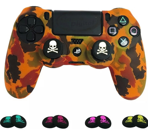 Funda Camuflada Silicona Control Ps4 Joystick + Análogos 