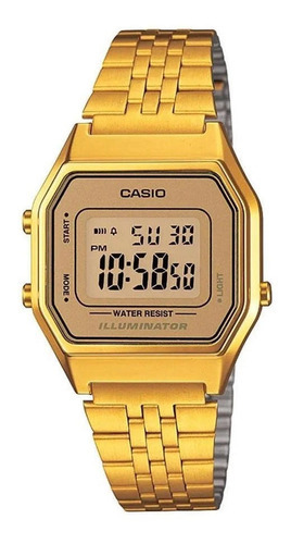 Reloj Casio Digital Dama La-680wga-9 Color De La Correa Dorado Color Del Bisel Dorado Color Del Fondo Dorado