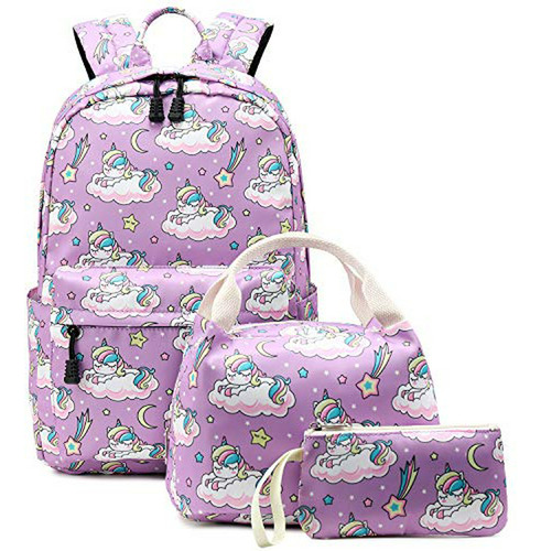 Mochila Escolar Unicornio Para Niñas Con Lonchera