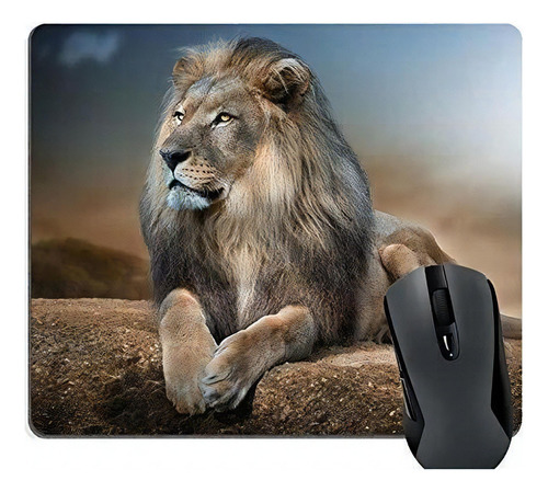 Knseva Lion Relaxing Personalizada Rectángulo Mousepad, Coj