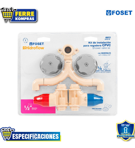 Kit Conexiones Y Válvulas Cpvc Instalación Regadera 46033