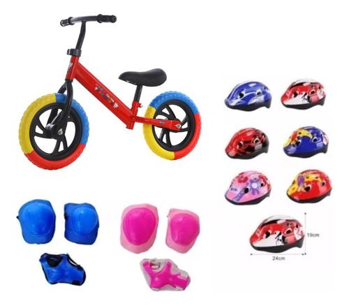 Bicicleta Equilibrio Sin Pedales + Set De Proteccion + Casco