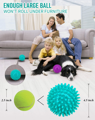 Pelotas Para Perro Con Pinchos Azul Y Morado Chirriantes 2pz