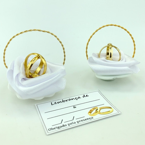Kit Lembrancinha Casamento Cestinha Aliancinhas Branco 70 Un