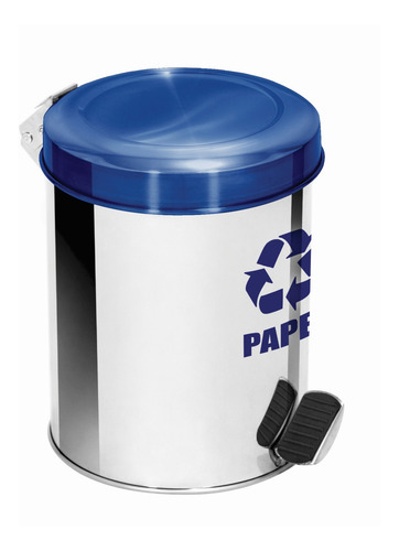 Lixeira Pedal Seletiva Aço Inox Azul 100 Litros Ecobin
