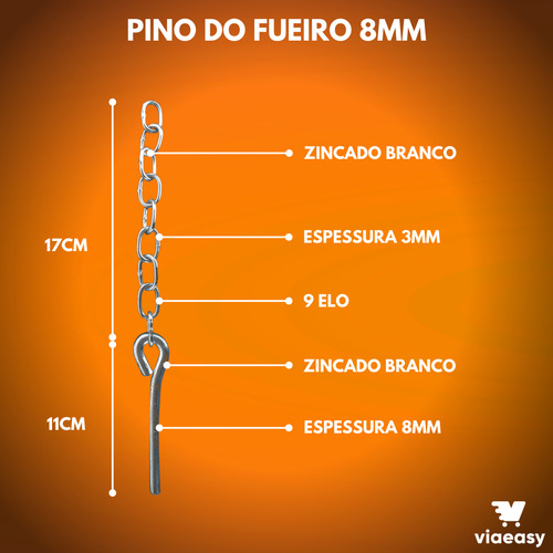 Pino Tampa Carreta Fueiro Graneleira Com Corrente 8mm 50 Un