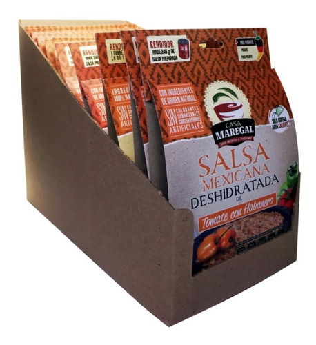 Imagen 1 de 5 de Salsa Mexicana Deshidratada Tomate Y Habanero 35gr Caja C/14