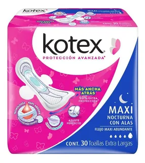 Kotex Toalla Femenina Nocturna Con Alas Maxi